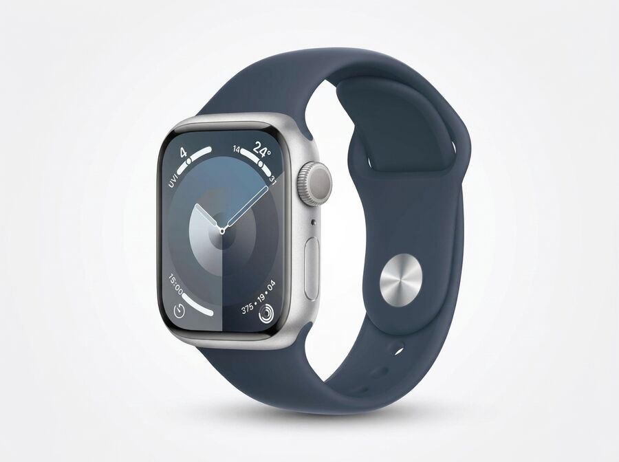 Apple Watch Series 9 (GPS, 45 mm) Aluminium Silber mit Sportarmband