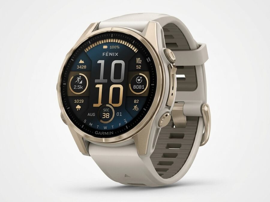 Garmin Fenix 8 43 mm AMOLED Saphir (Weiches Gold/Nebelgrau)