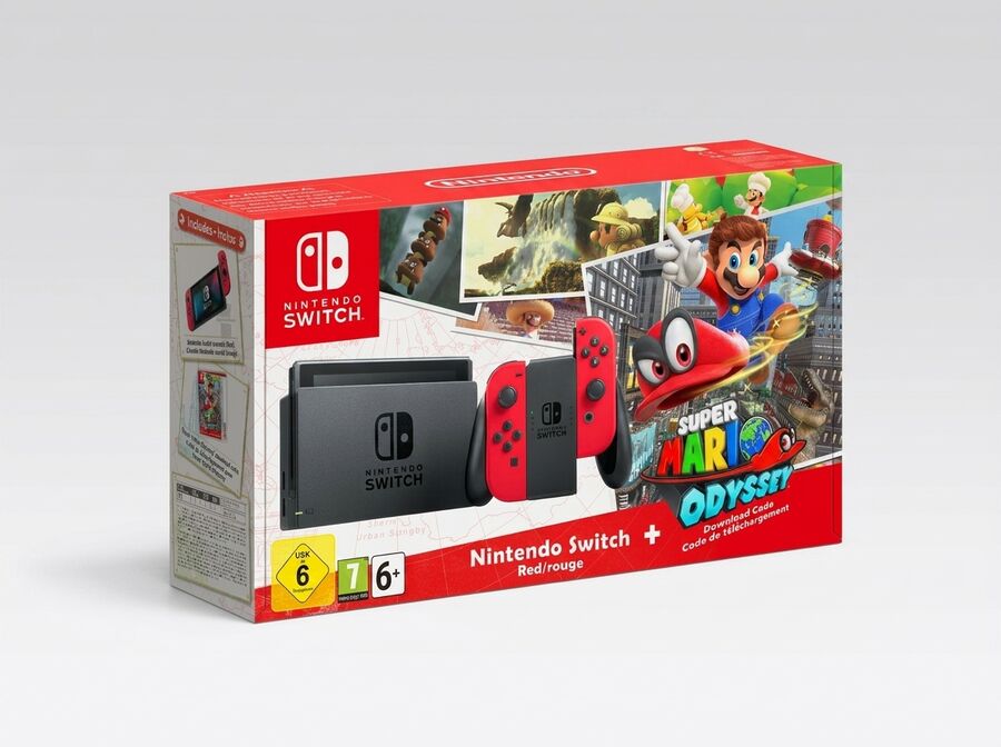 Nintendo Switch (rote Joy-Con) + Super Mario Odyssey