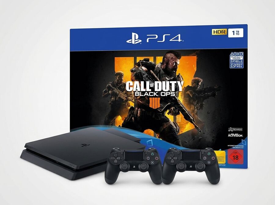 Sony PlayStation 4 Slim 1 TB + Call of Duty: Black Ops 4 + 2 DualShock 4