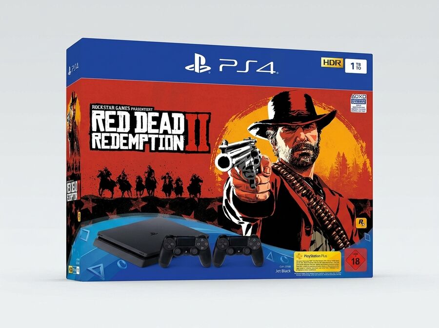 PlayStation 4 Slim 1TB + Red Dead Redemption 2 + 2 Controller