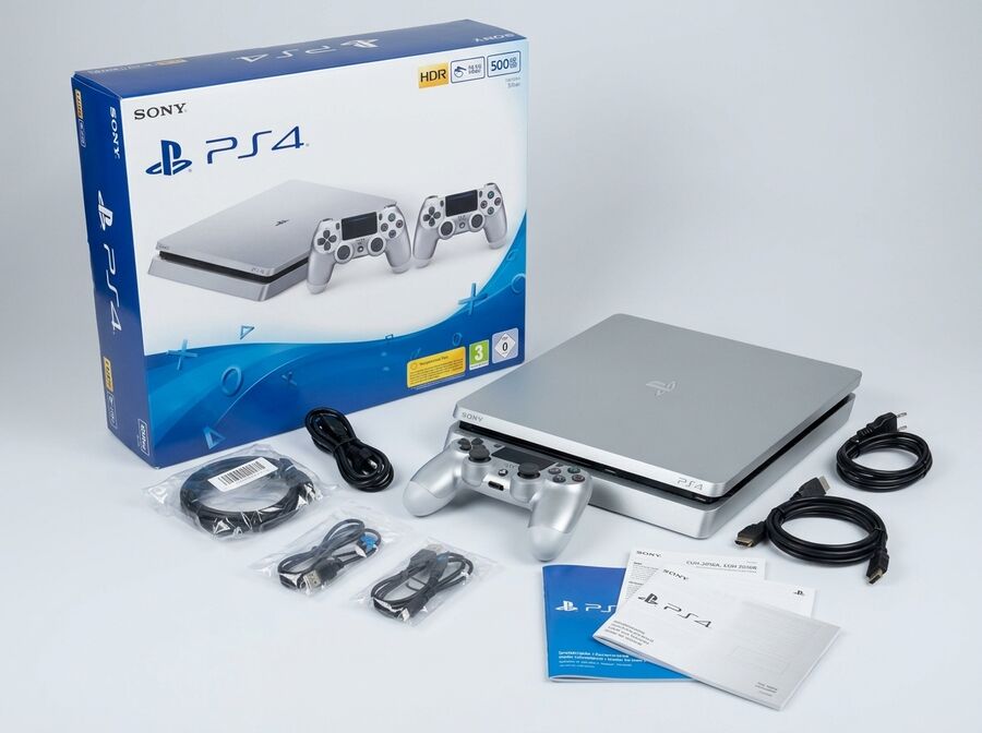 PlayStation 4 Slim 500GB Silber inkl. 2 DualShock-Controller